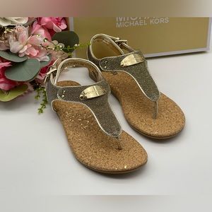 Michael Kors Girl’s Gold Shimmer Thong Sandals